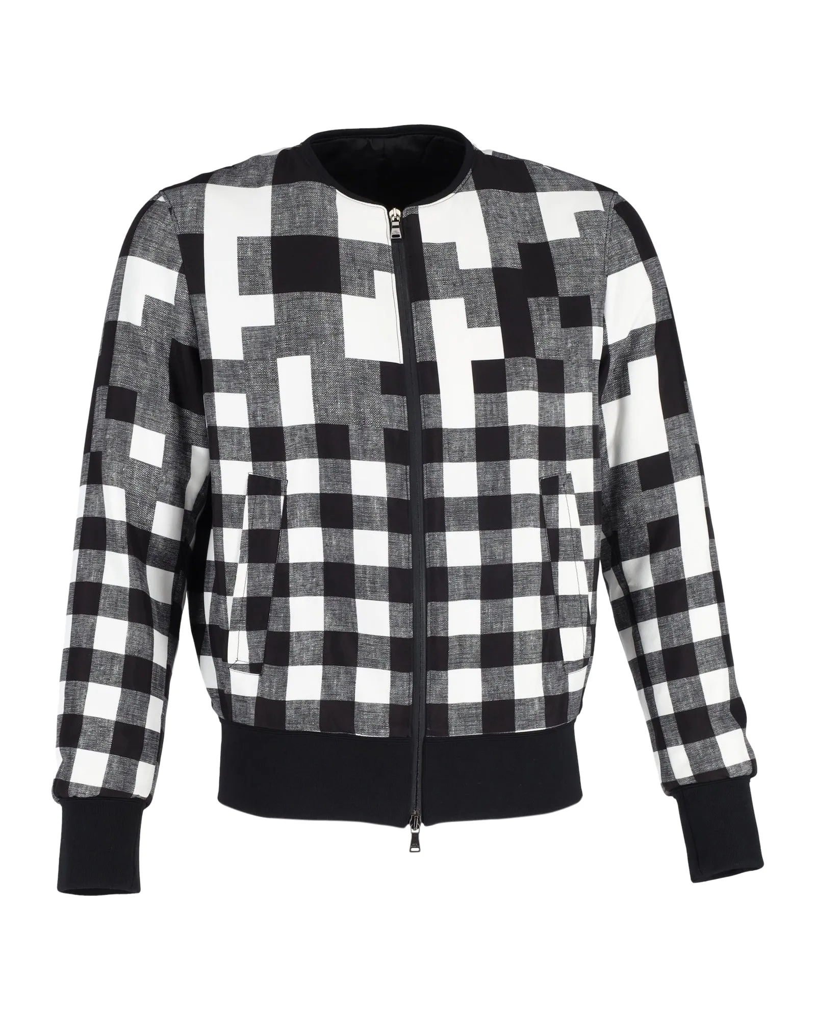 Neil Barrett Checkered Bomber Jacket in Black Viscose