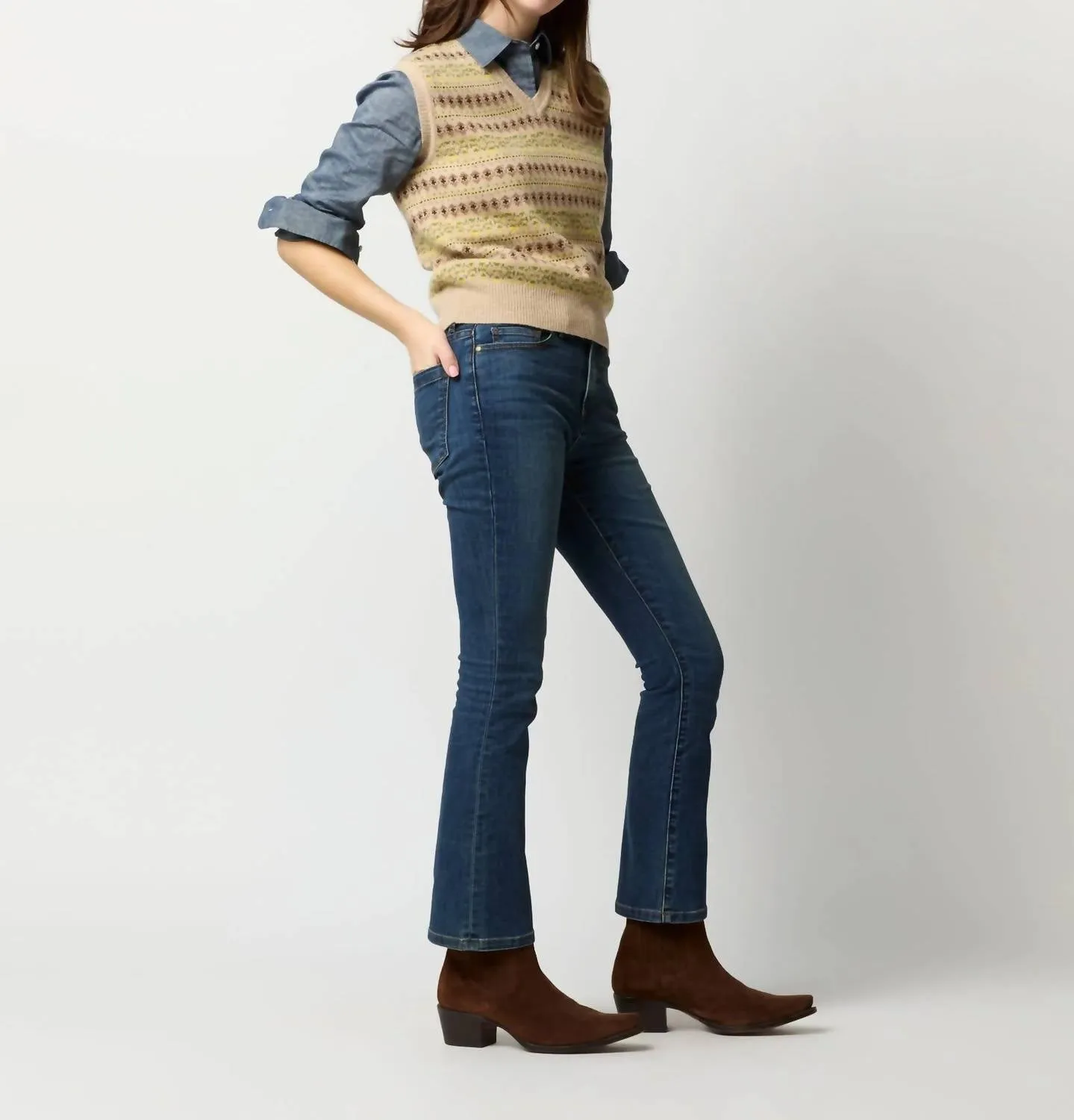 Noemi Vest In Beige/brown/yellow