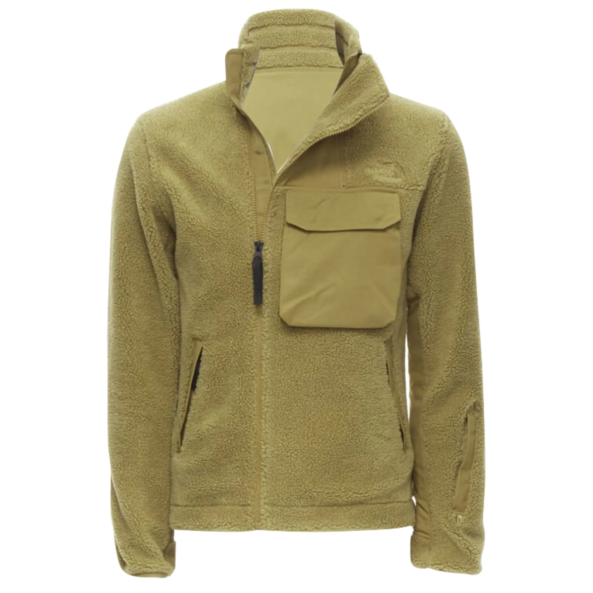 North Face fleece patch pocket asymmetric zip up jacket