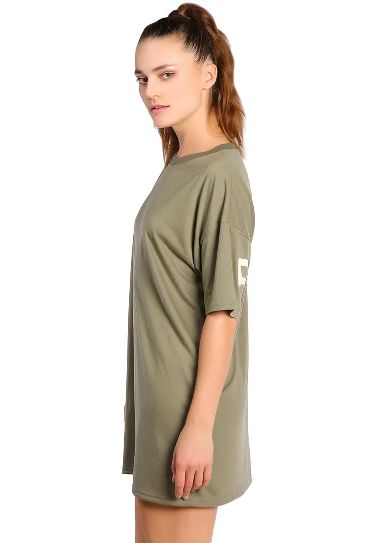 over sized varsity graphic tee top
