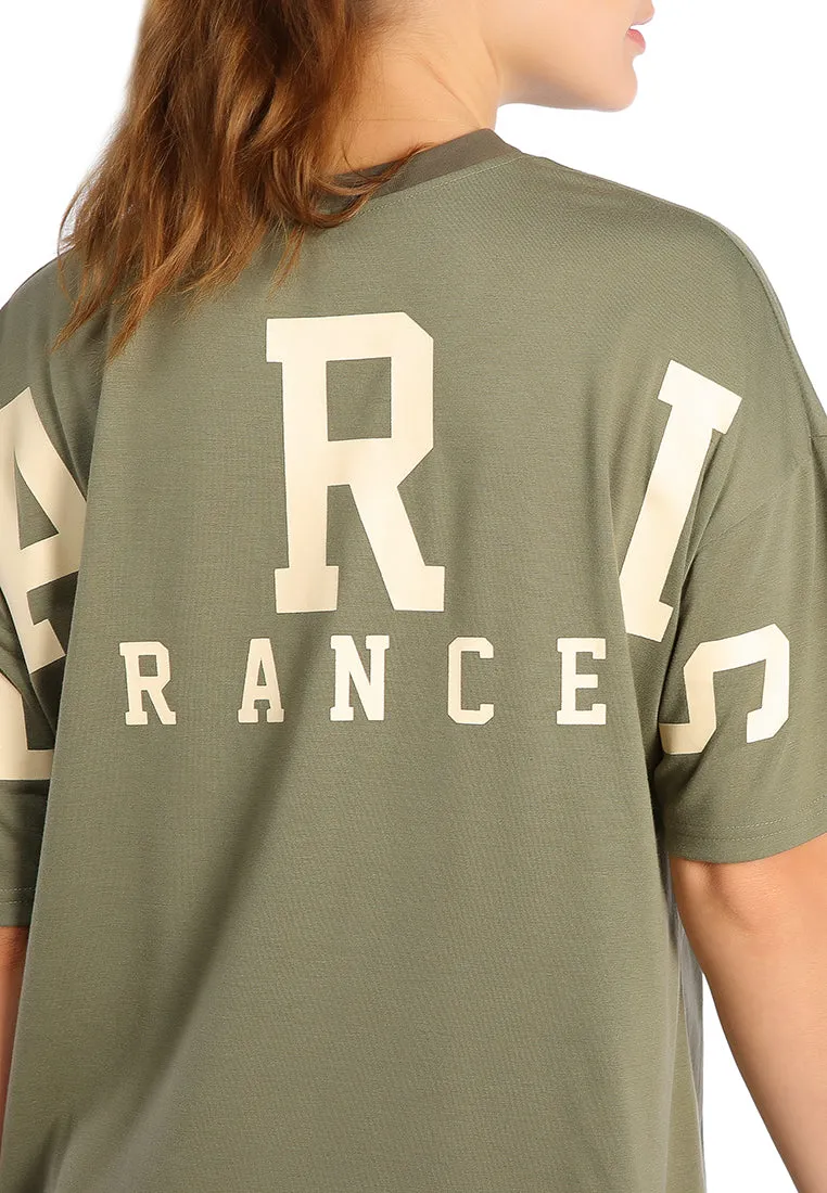 over sized varsity graphic tee top