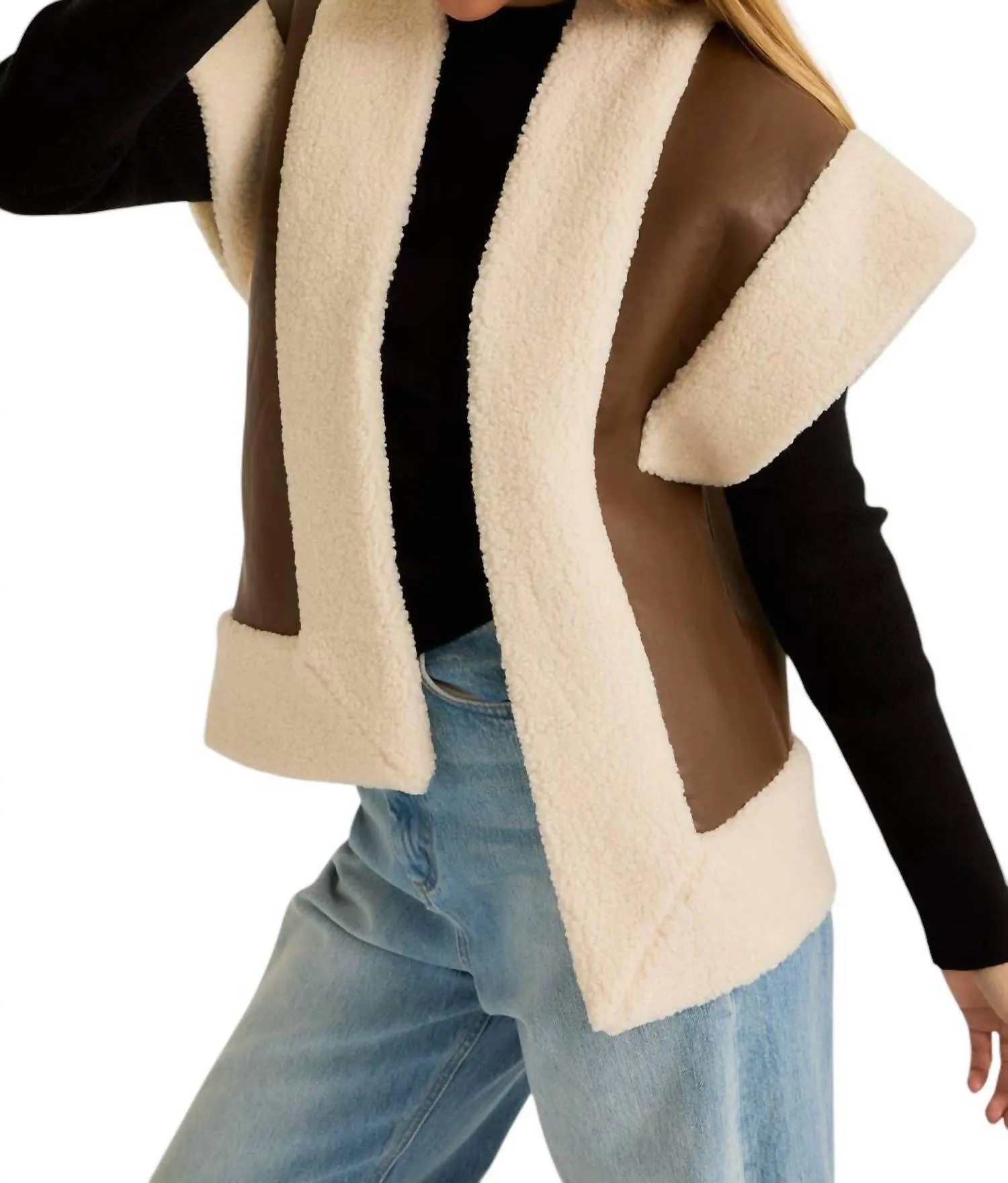 Oversized Polar Vest In Brown