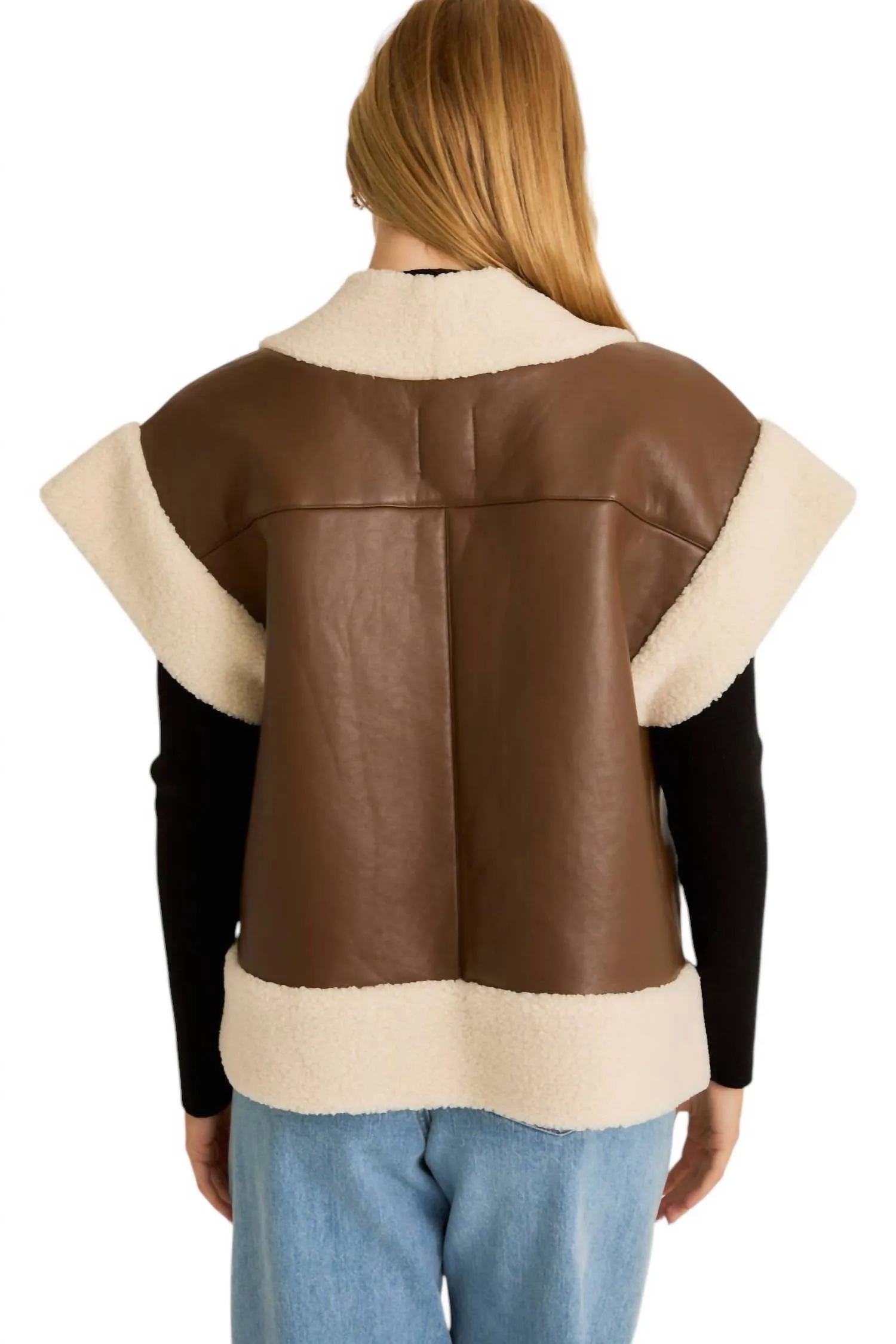 Oversized Polar Vest In Brown