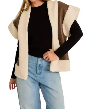 Oversized Polar Vest In Brown