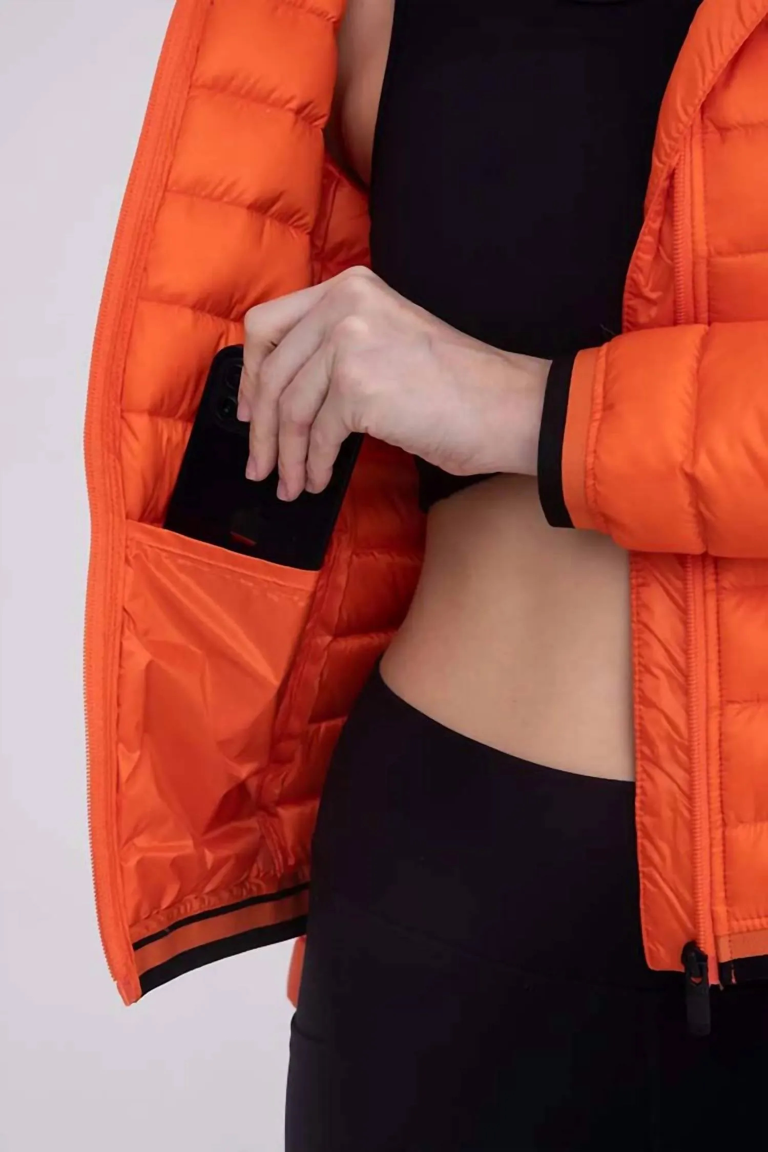 Padded Puffer Jacket With Hood In Orange
