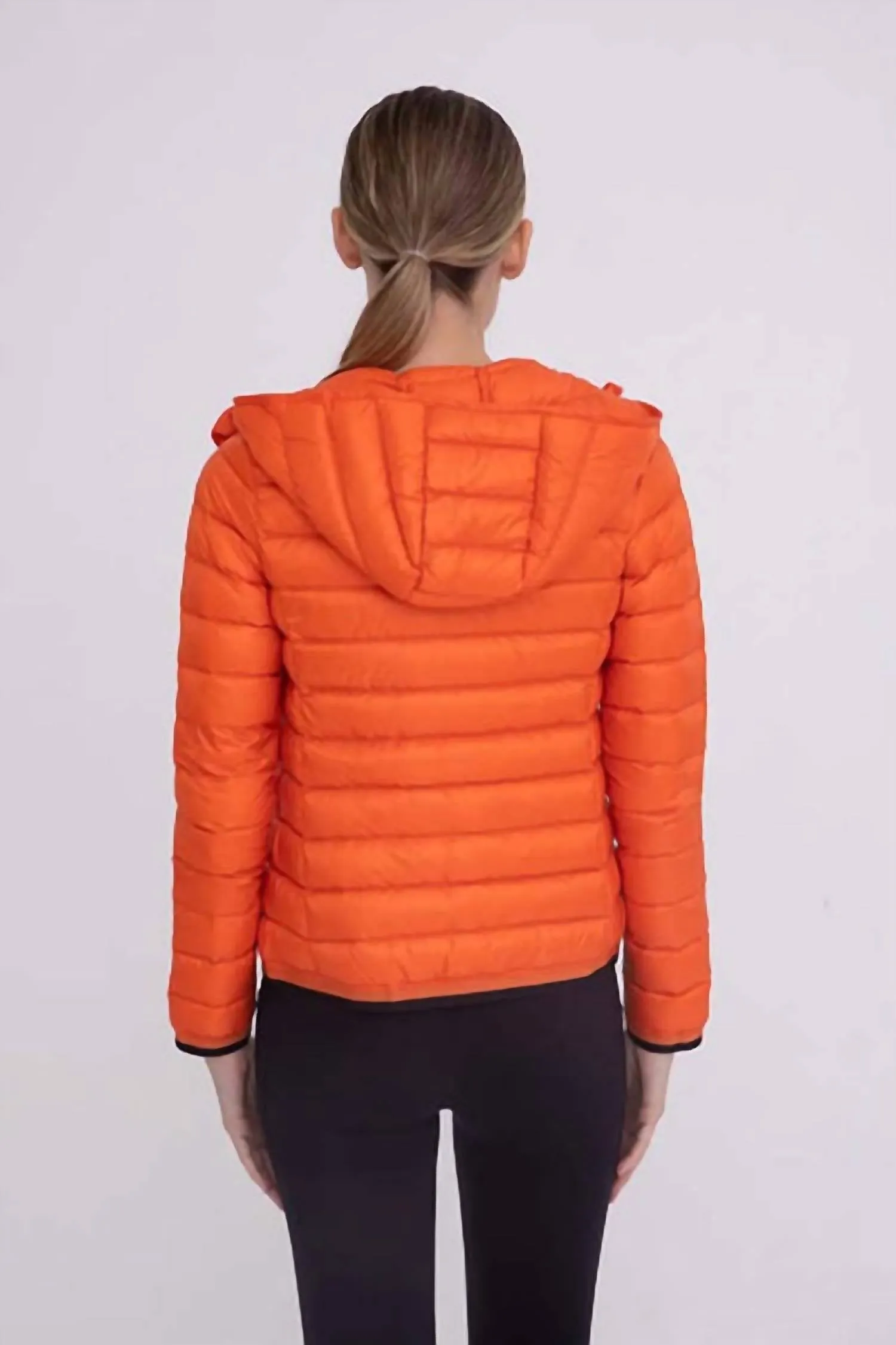 Padded Puffer Jacket With Hood In Orange