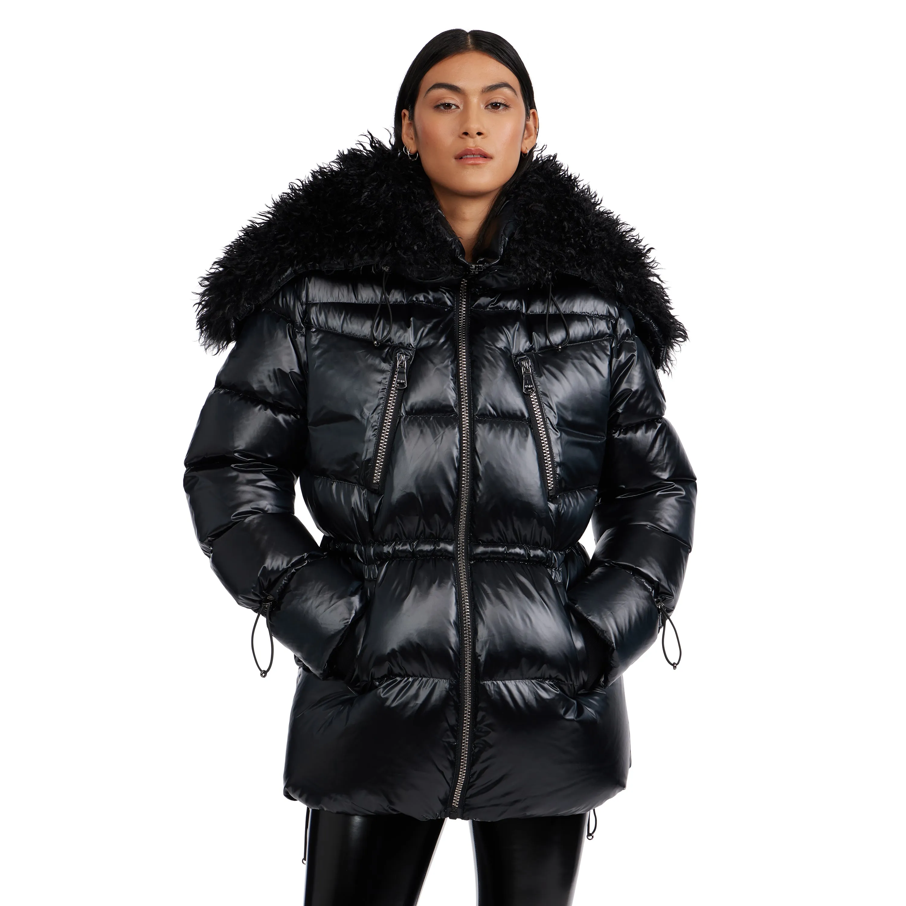 Pajar Women's Electra Mid Puffer with Detachable Sherpa Lined Split Hood