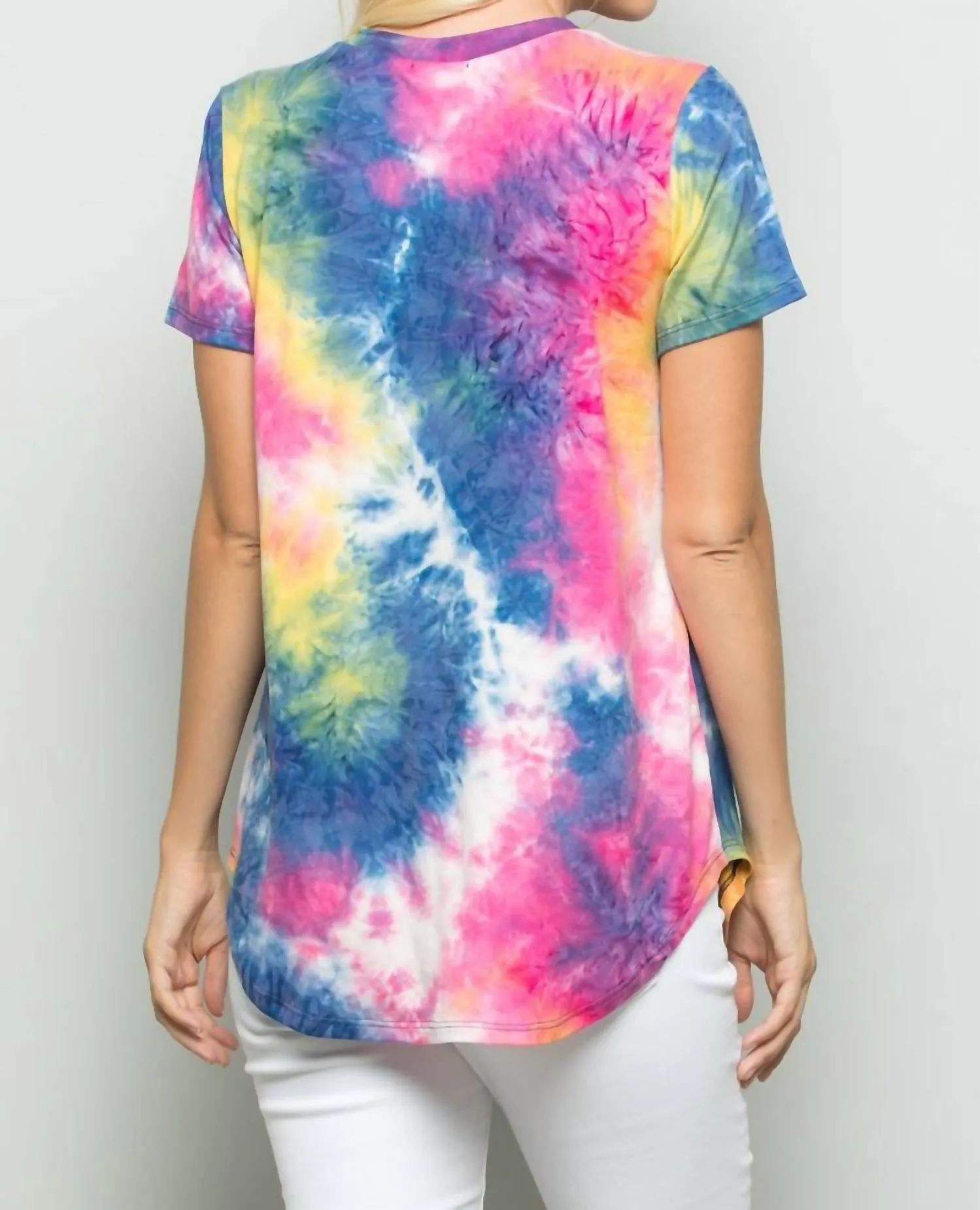 Paradise Tie Dye Top In Hot Pink Multi