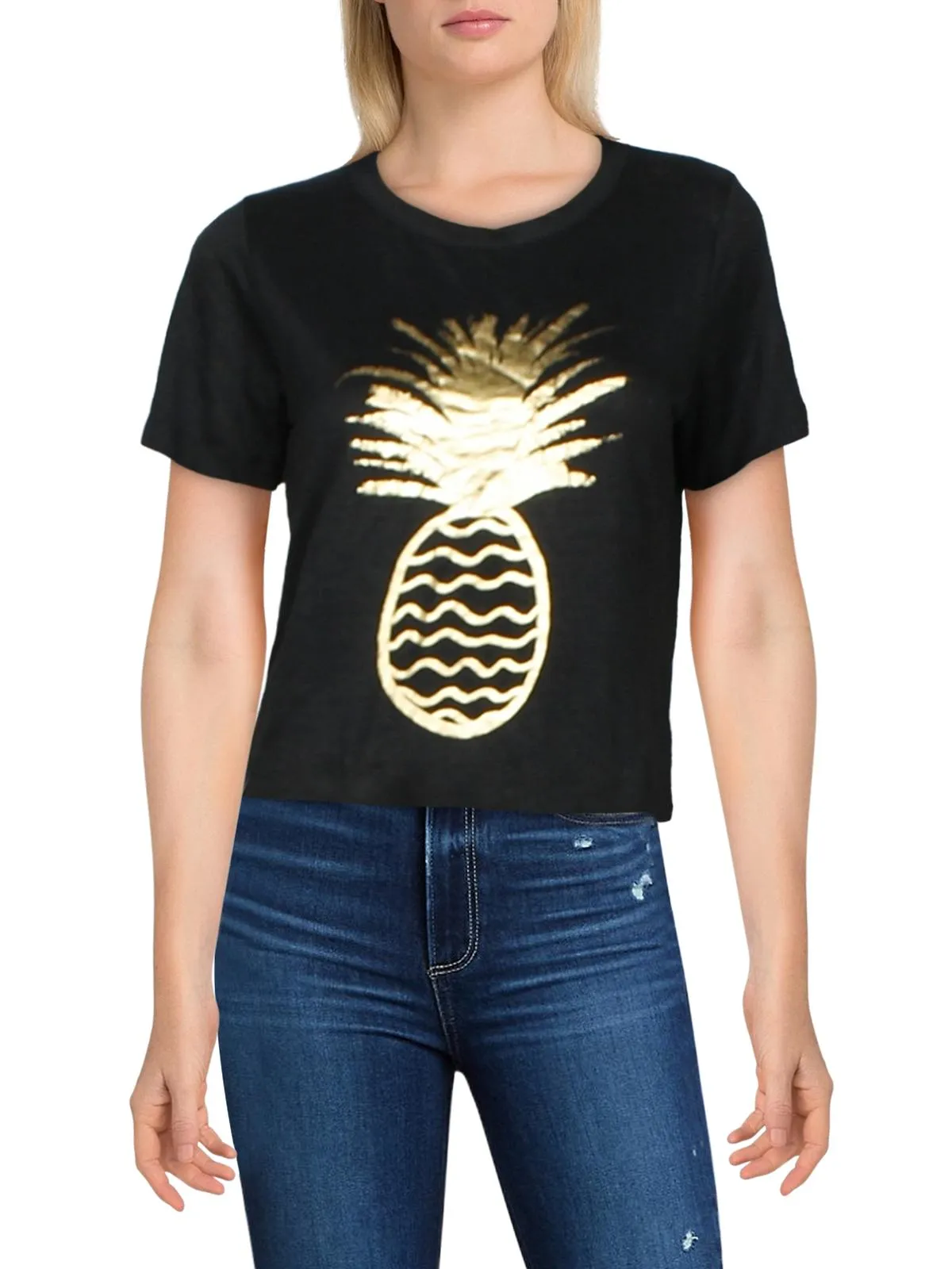 Pineapple Womens Knit Crewneck Graphic T-Shirt