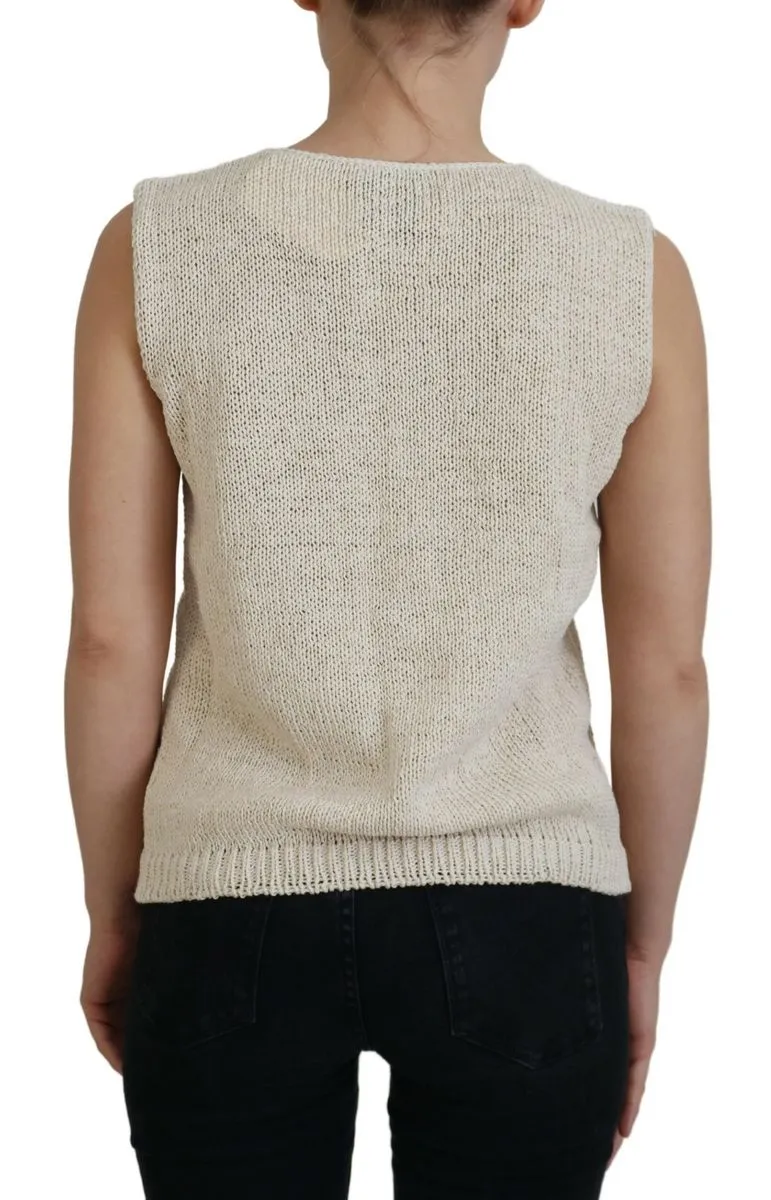 pink MEMORIES  Cotton Blend Sleeveless Round Neck Tank Women's Top