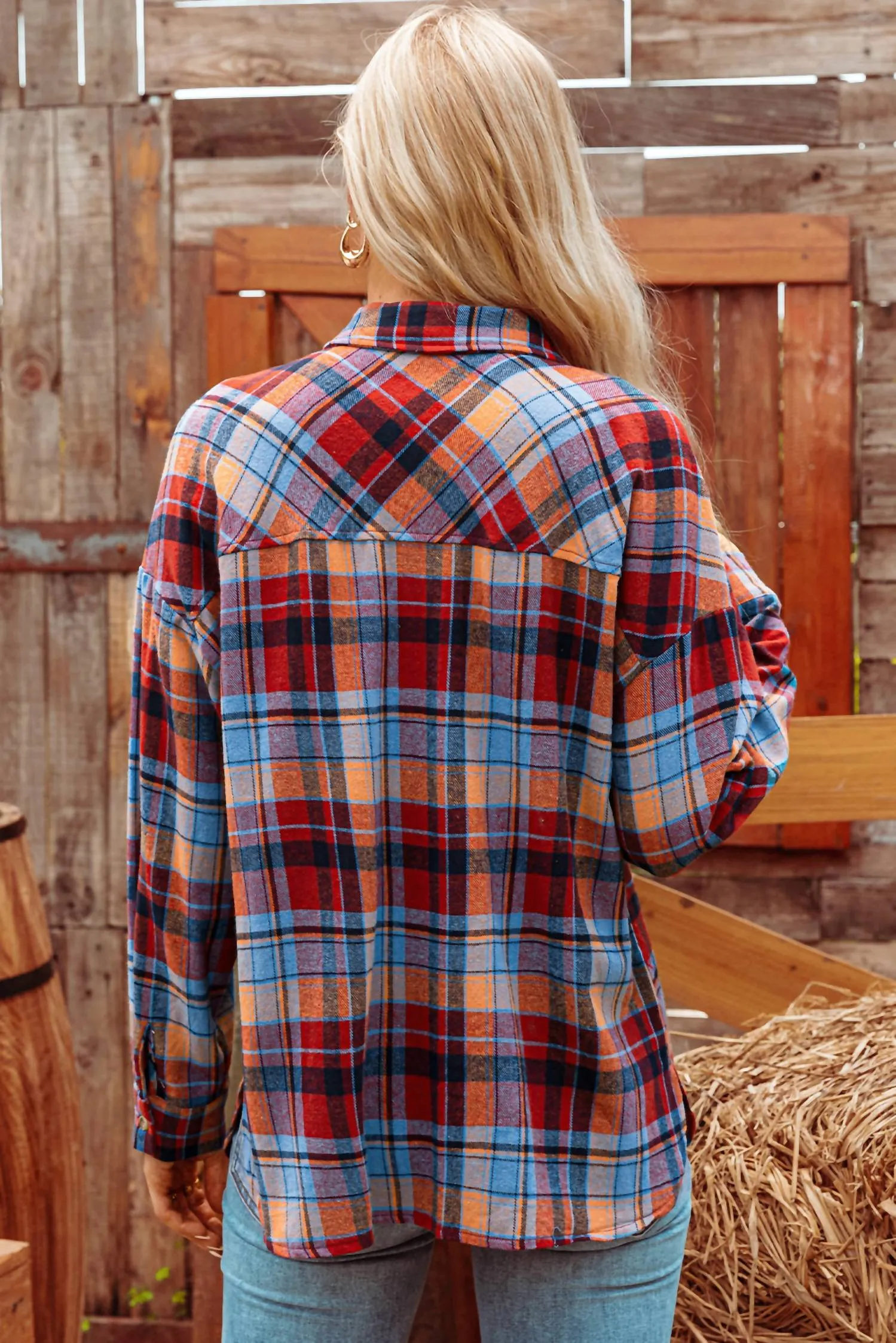 Plaid Print Poose Vintage Shirt Top In Red