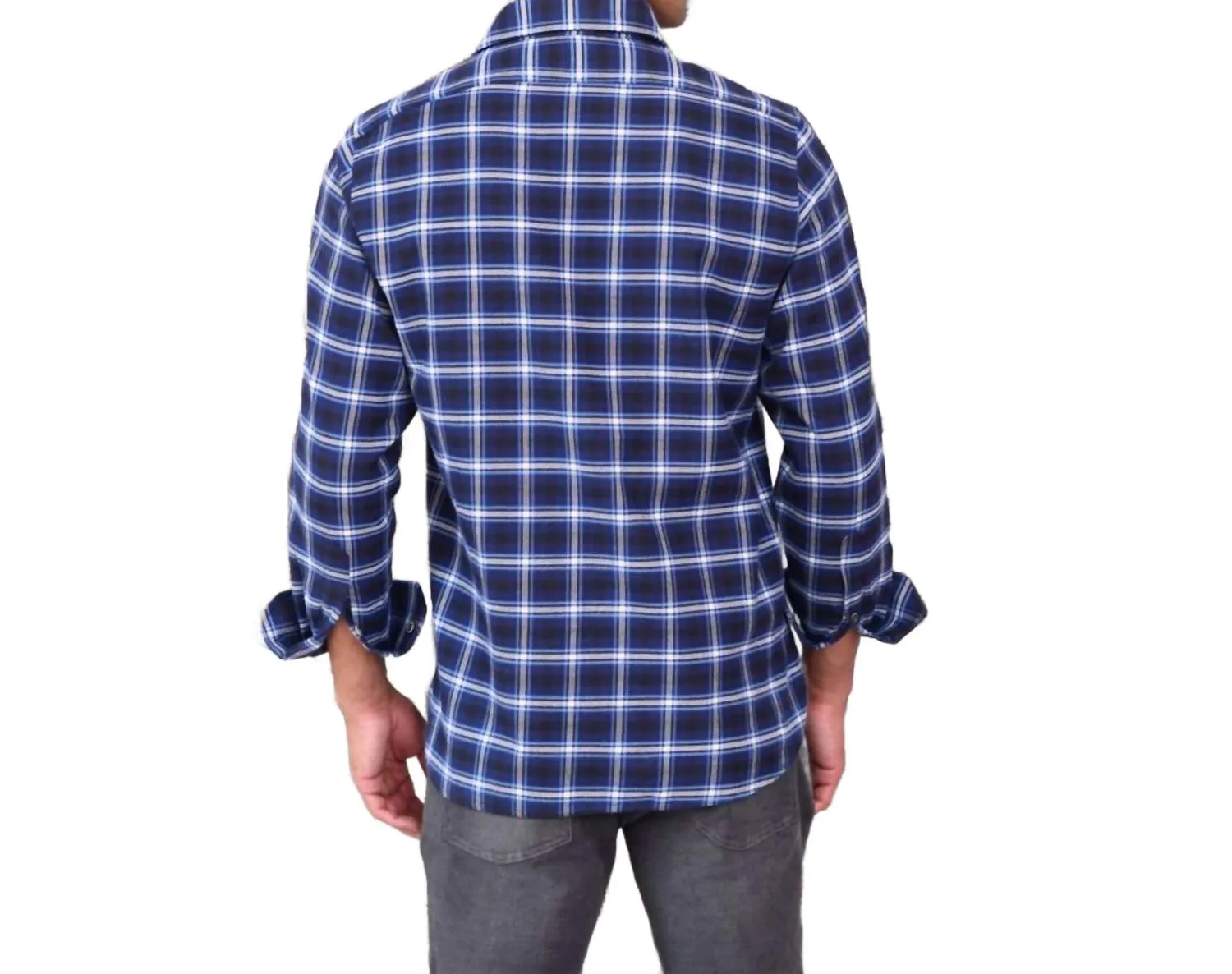 Plaid Shirt Jacket In Navy