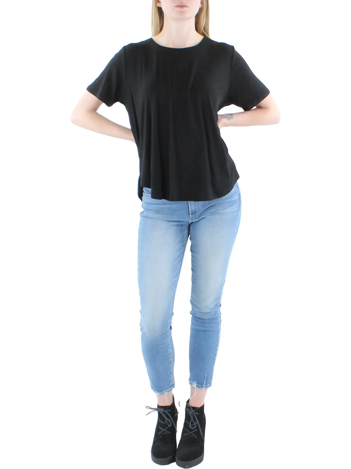 Plus Womens Knit Short Sleeves T-Shirt