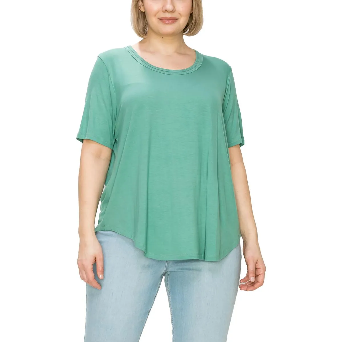 Plus Womens Knit Short Sleeves T-Shirt