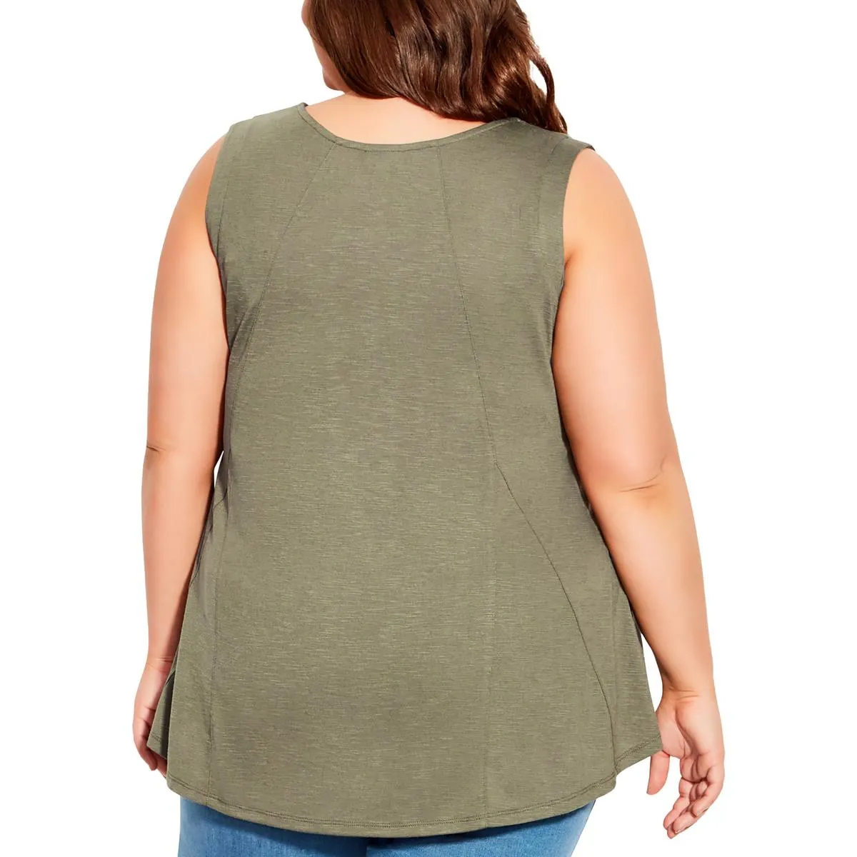 Plus Womens Sleeveless Solid Tank Top