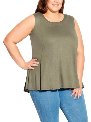 Plus Womens Sleeveless Solid Tank Top