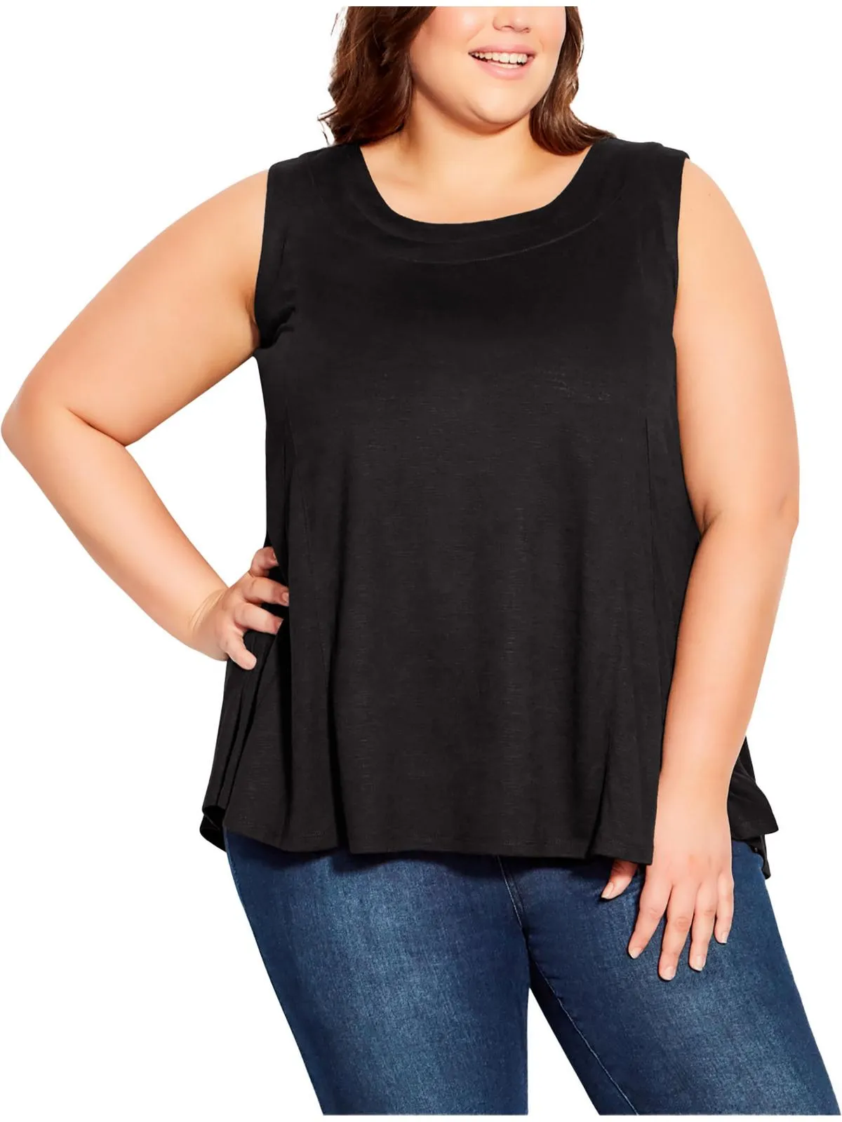 Plus Womens Sleeveless Solid Tank Top