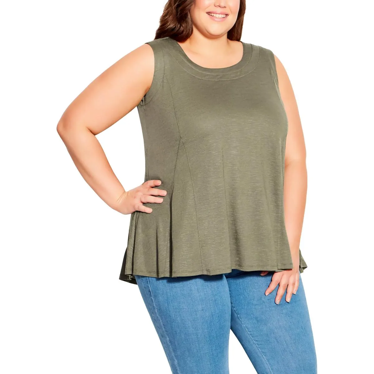 Plus Womens Sleeveless Solid Tank Top