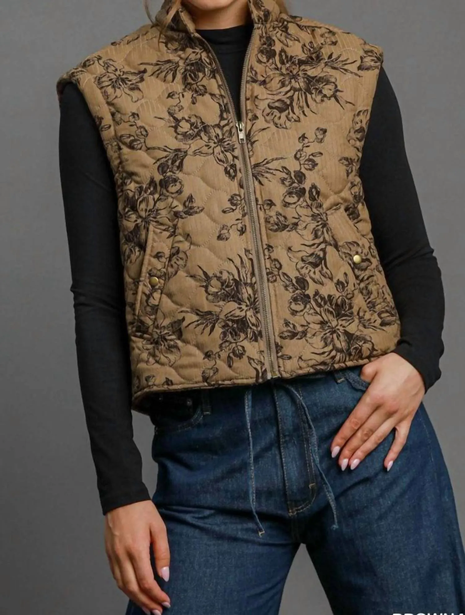 Quilted Vest In Brown