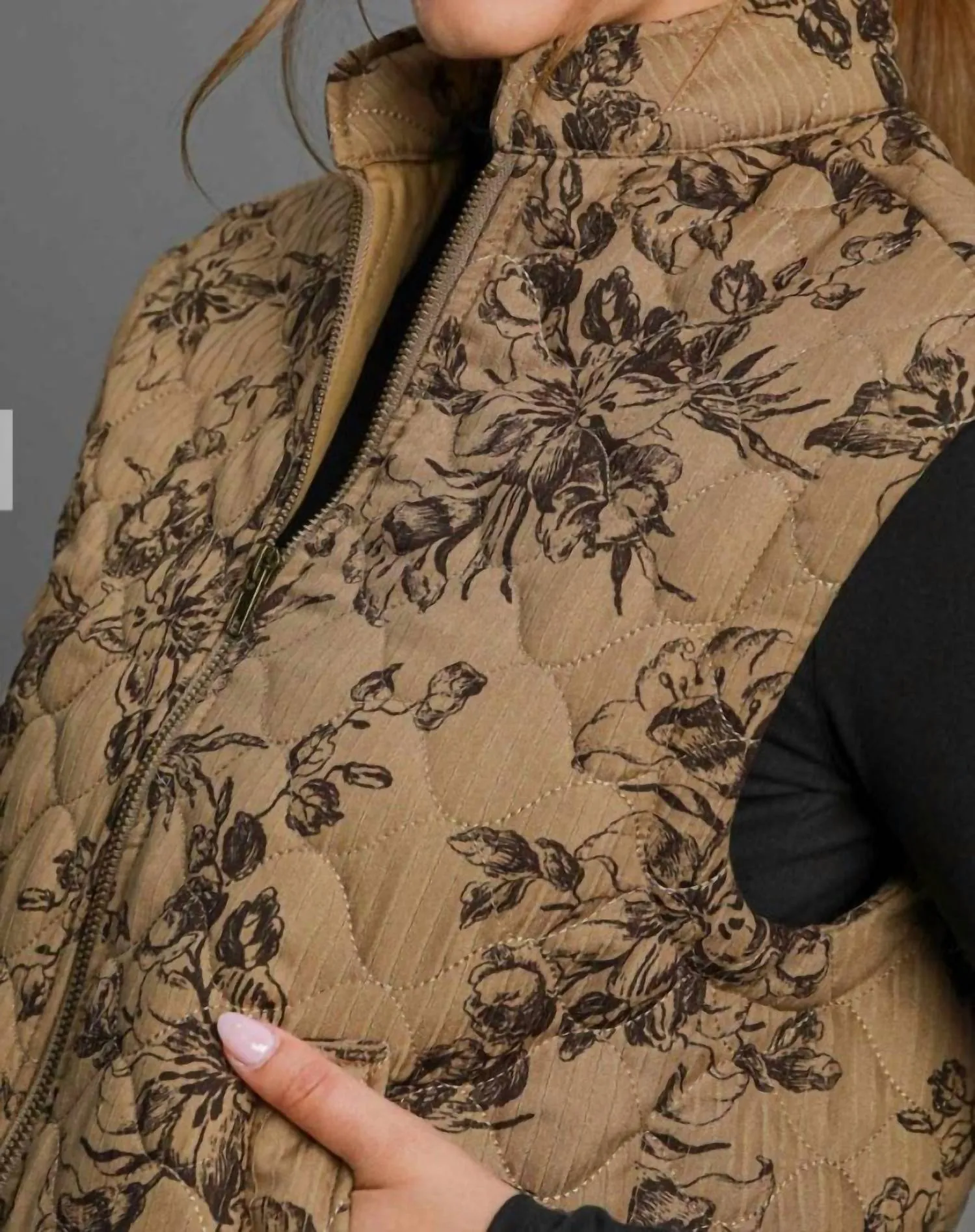 Quilted Vest In Brown