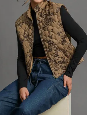 Quilted Vest In Brown