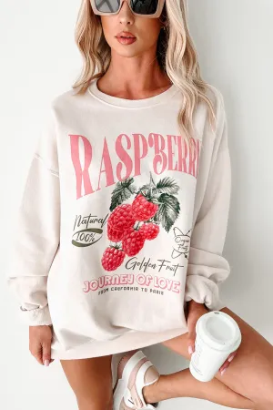 "Journey Of Love" Raspberry Graphic Sweatshirt (Beige)