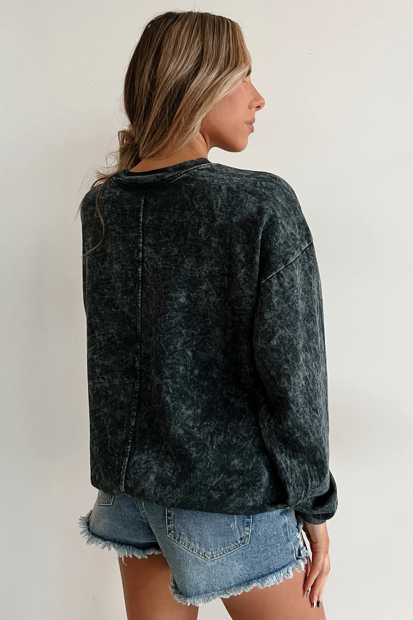 "Original Coors Cowboy" Acid Wash Graphic Sweatshirt (Washed Black)