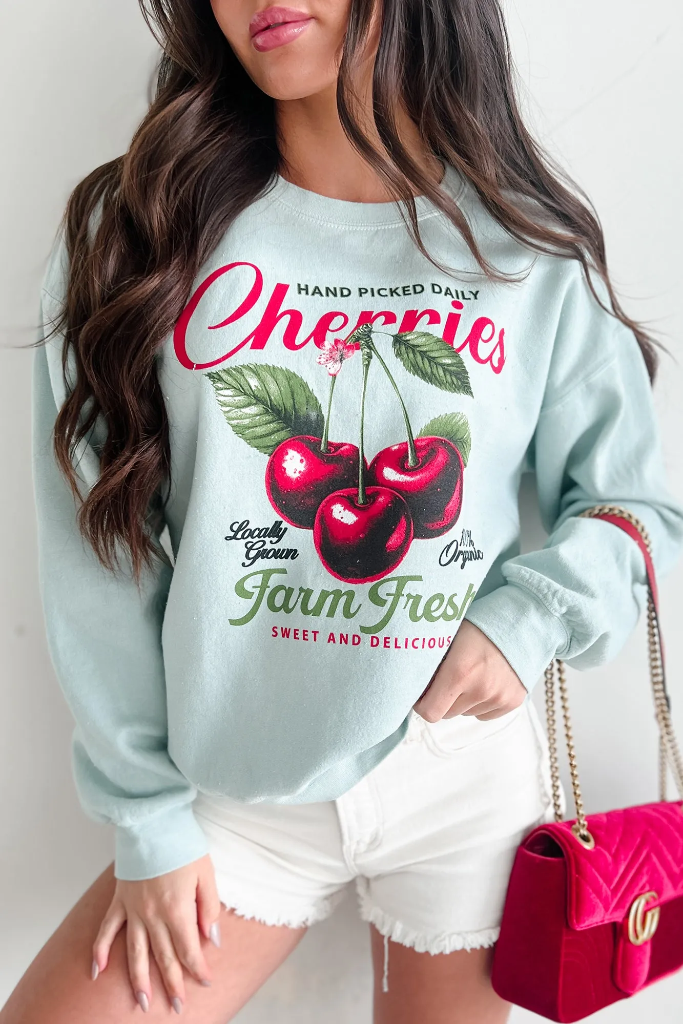"Sweet And Delicious" Graphic Sweatshirt (Light Sage)