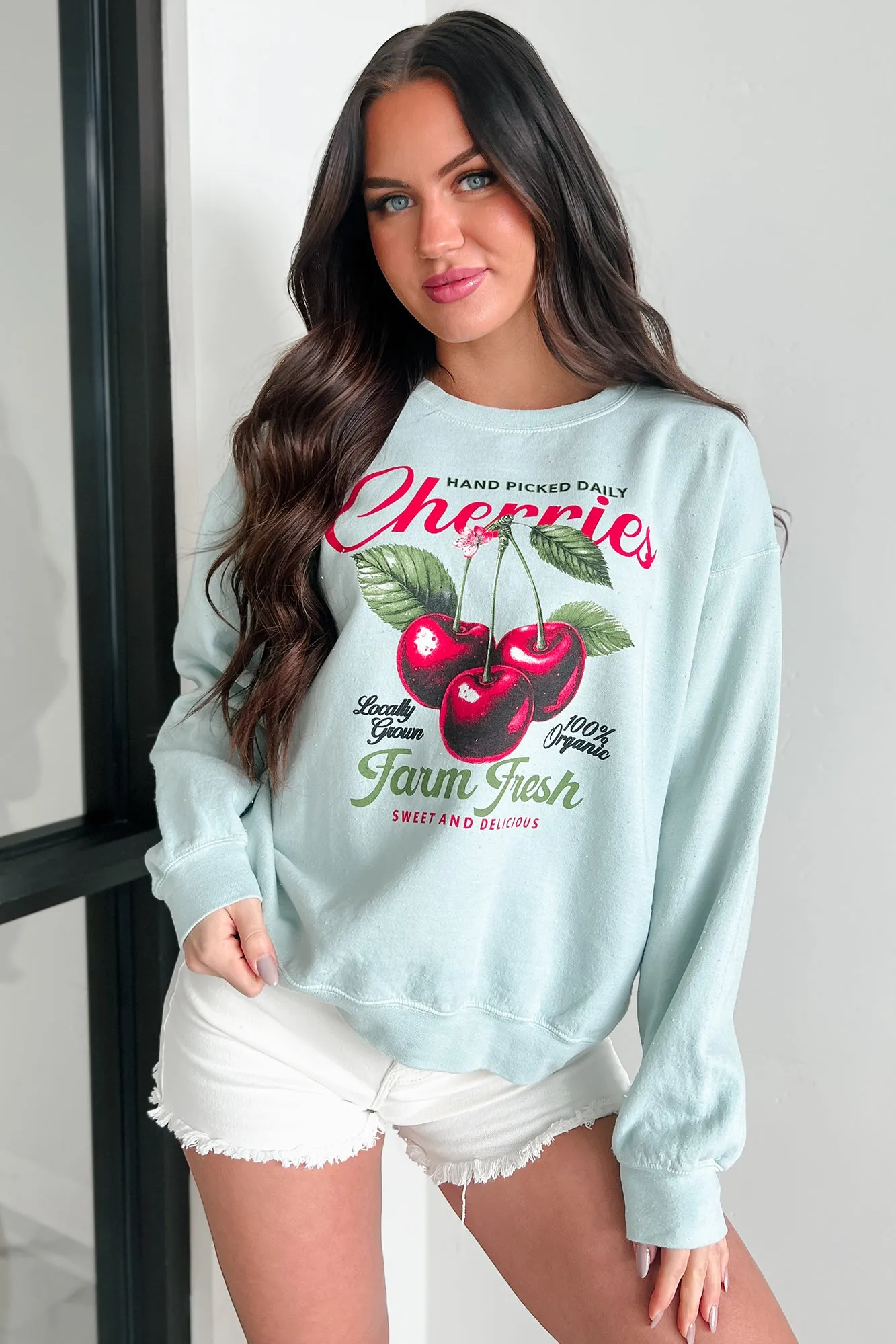 "Sweet And Delicious" Graphic Sweatshirt (Light Sage)