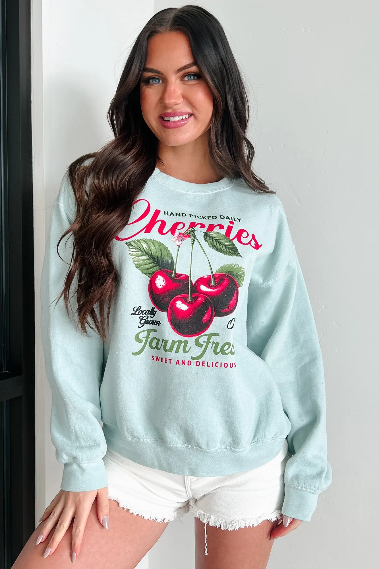 "Sweet And Delicious" Graphic Sweatshirt (Light Sage)