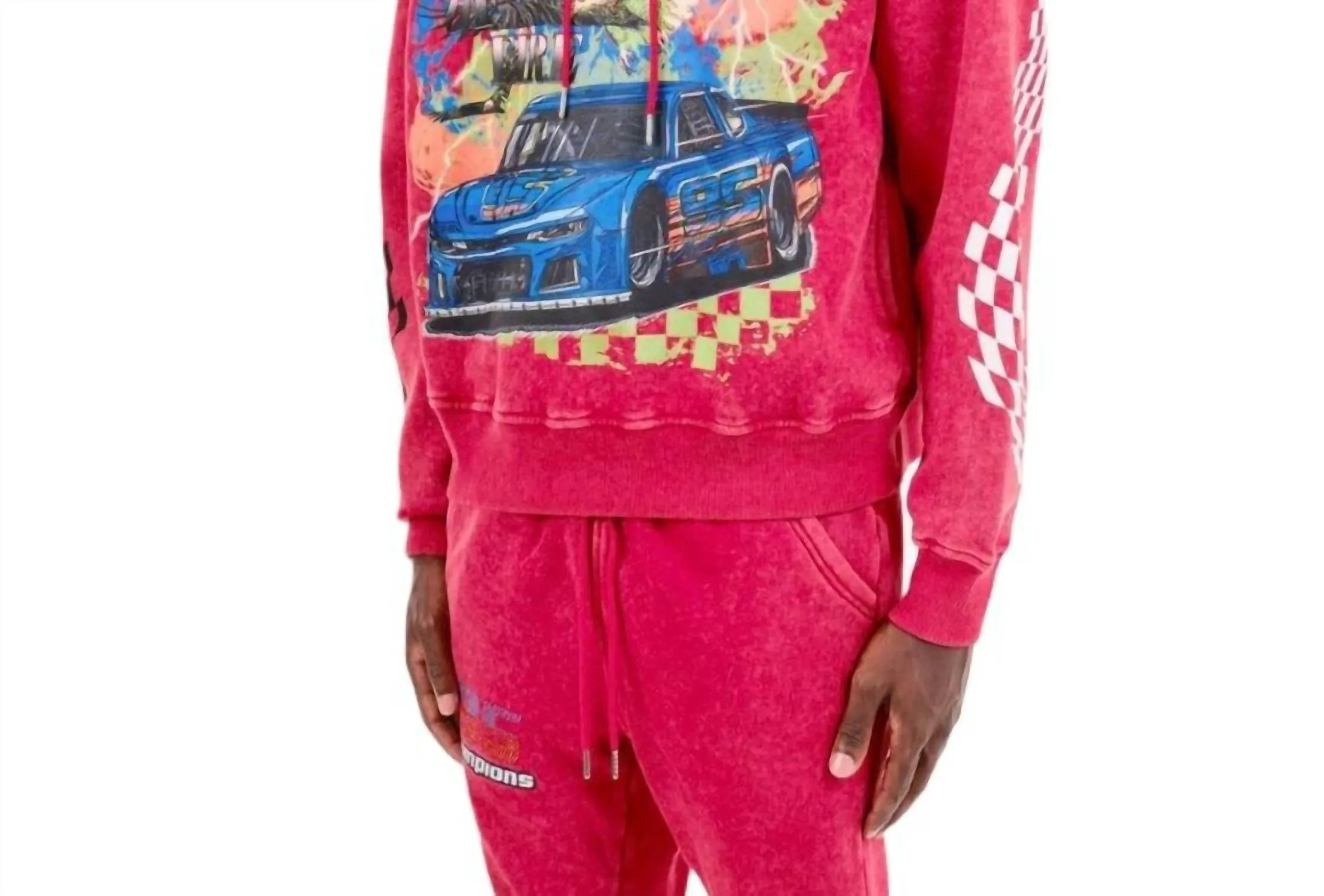 Racing Cropped Hoodie In Red