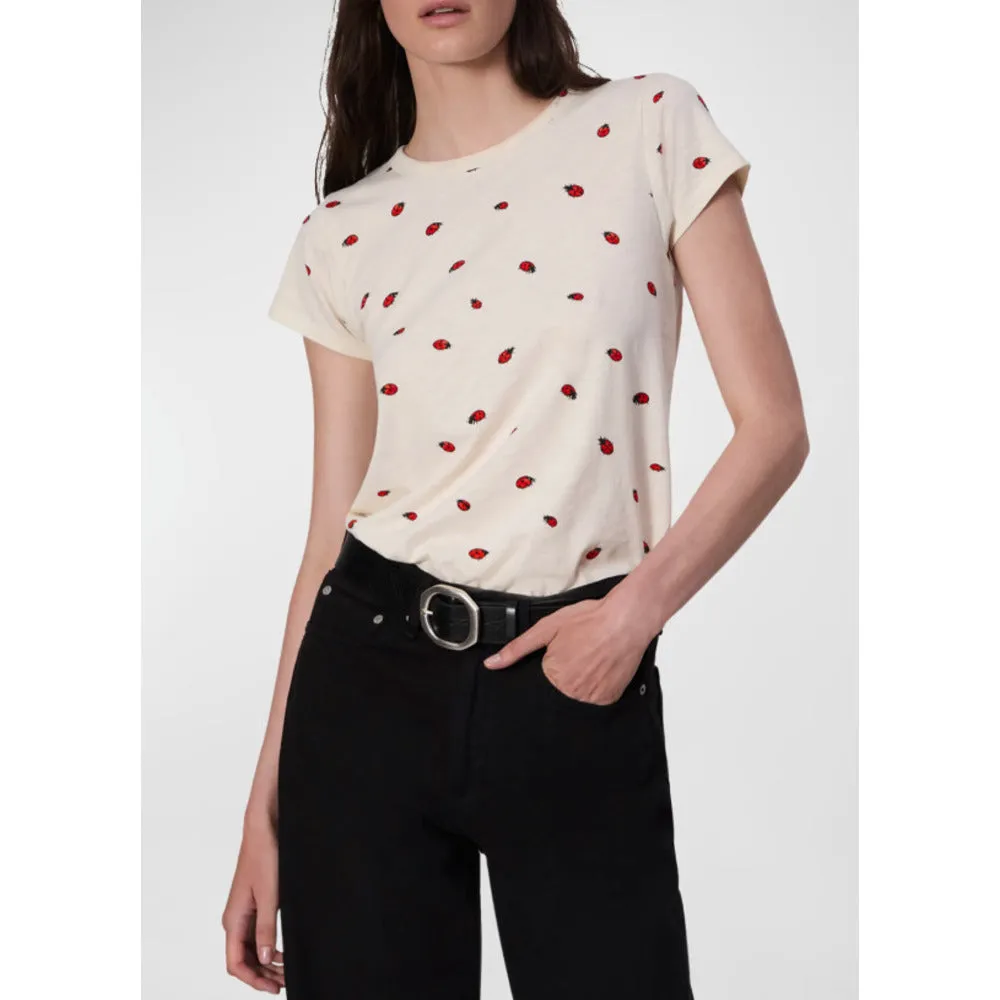 rag & bone Women's Allover Ladybug Tee, White Multi