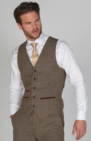 Ralph Tweed Check Brown Waistcoat