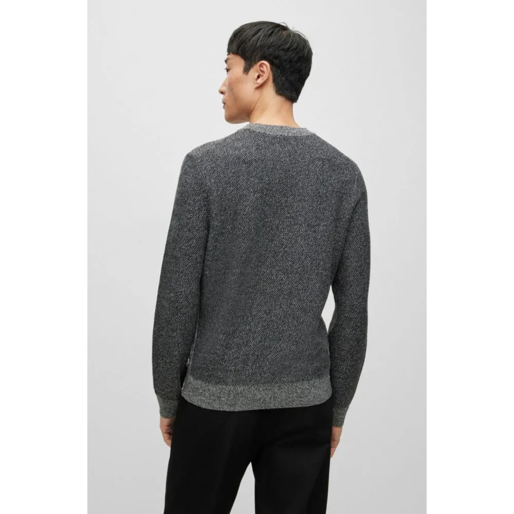 Regular-fit sweater with herringbone structure and ribbed cuffs