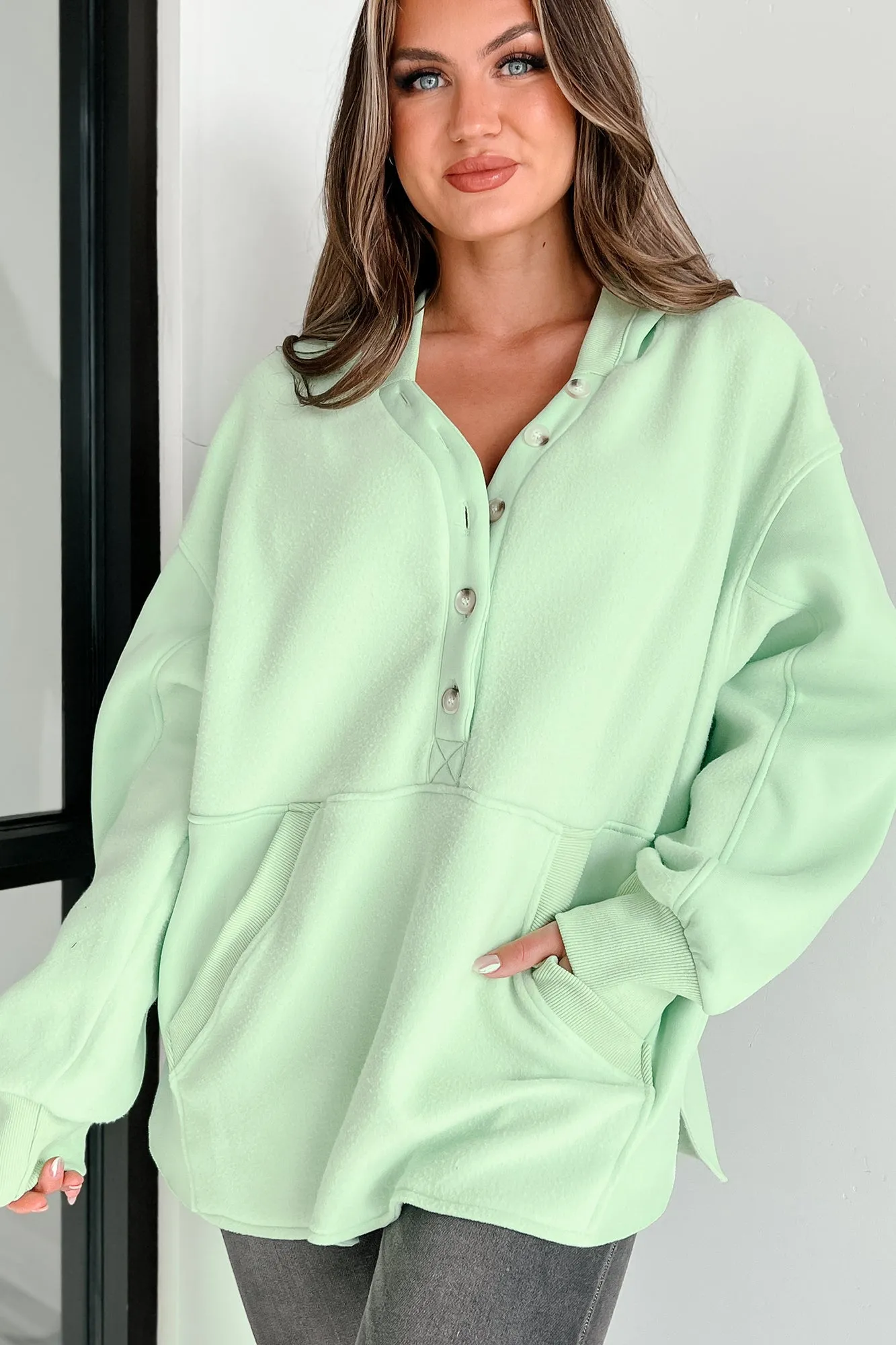 Reserved For Snuggles Oversized Fleece Hoodie (Ultra Mint)