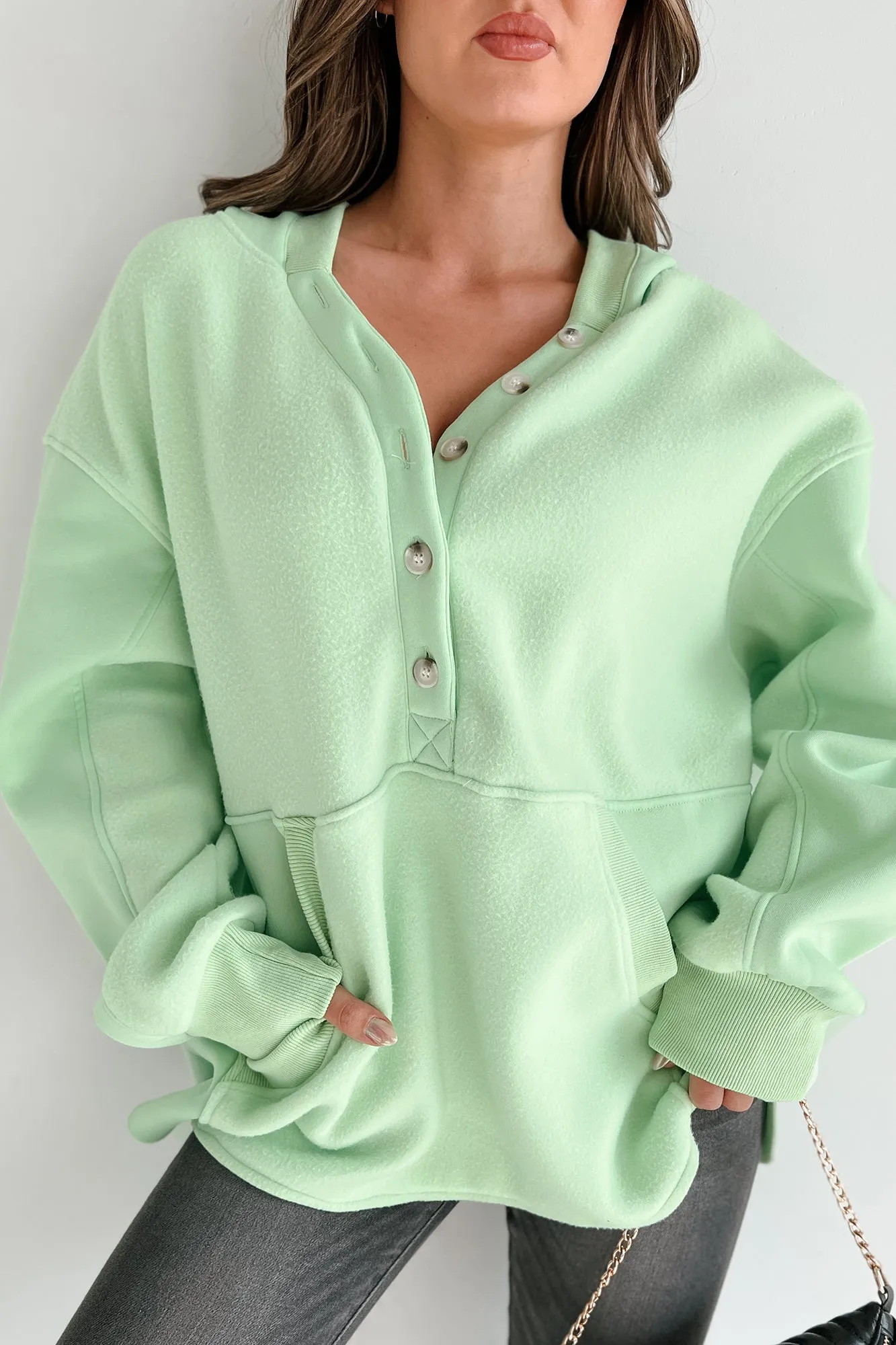 Reserved For Snuggles Oversized Fleece Hoodie (Ultra Mint)