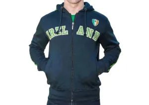 Retro Irish Hooded Zip Sweatshirt In Navy Blue