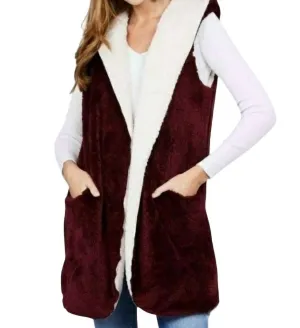 Reversible Fur Jacket In Wine And Cream