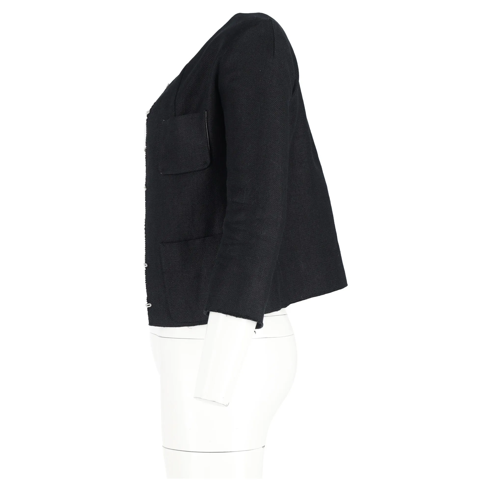 Roland Mouret 3/4 Sleeve Jacket in Black Linen