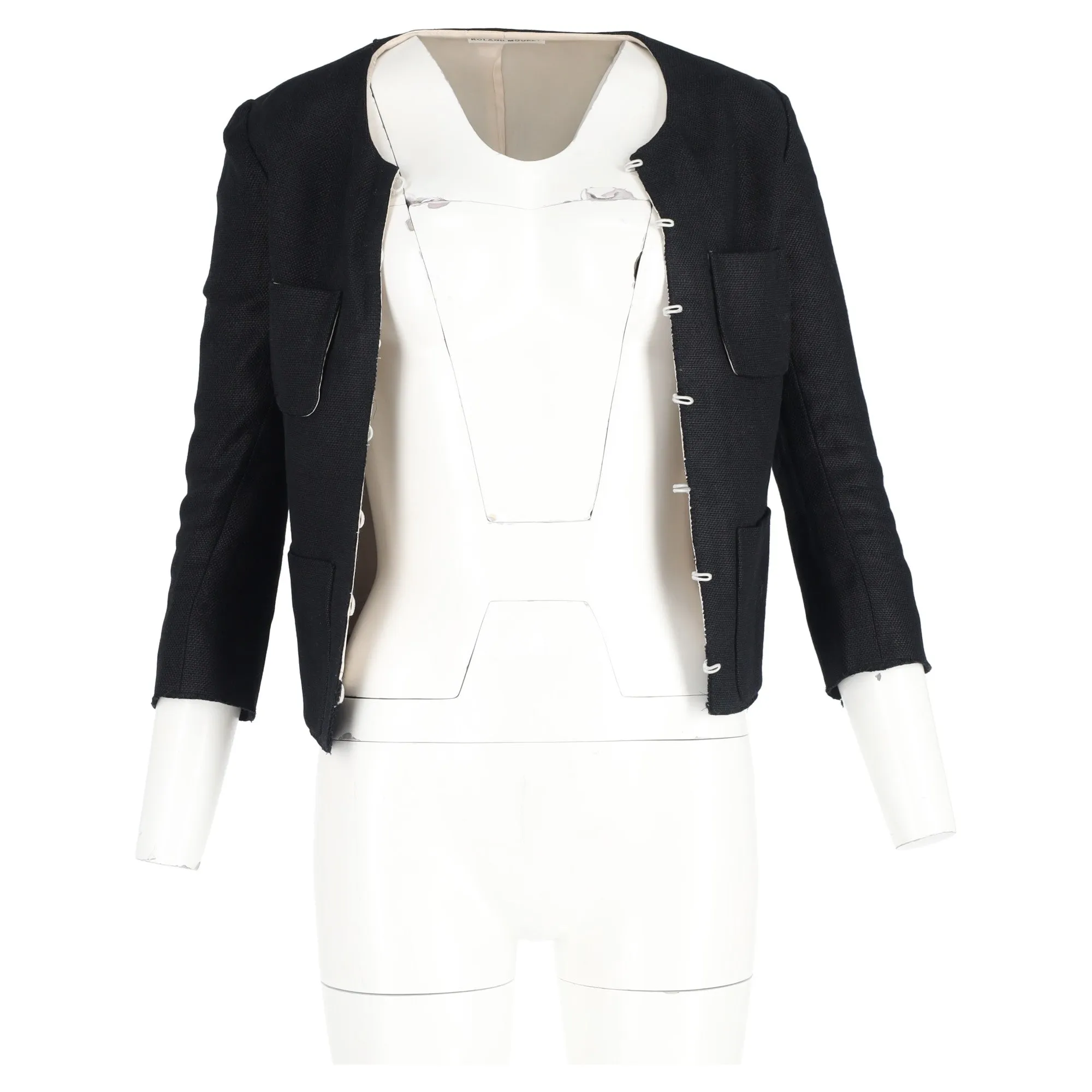 Roland Mouret 3/4 Sleeve Jacket in Black Linen