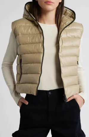 Romina Hooded Vest In Wood Beige