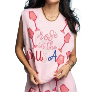 Rosè In The Usa Sweater Vest In Pink