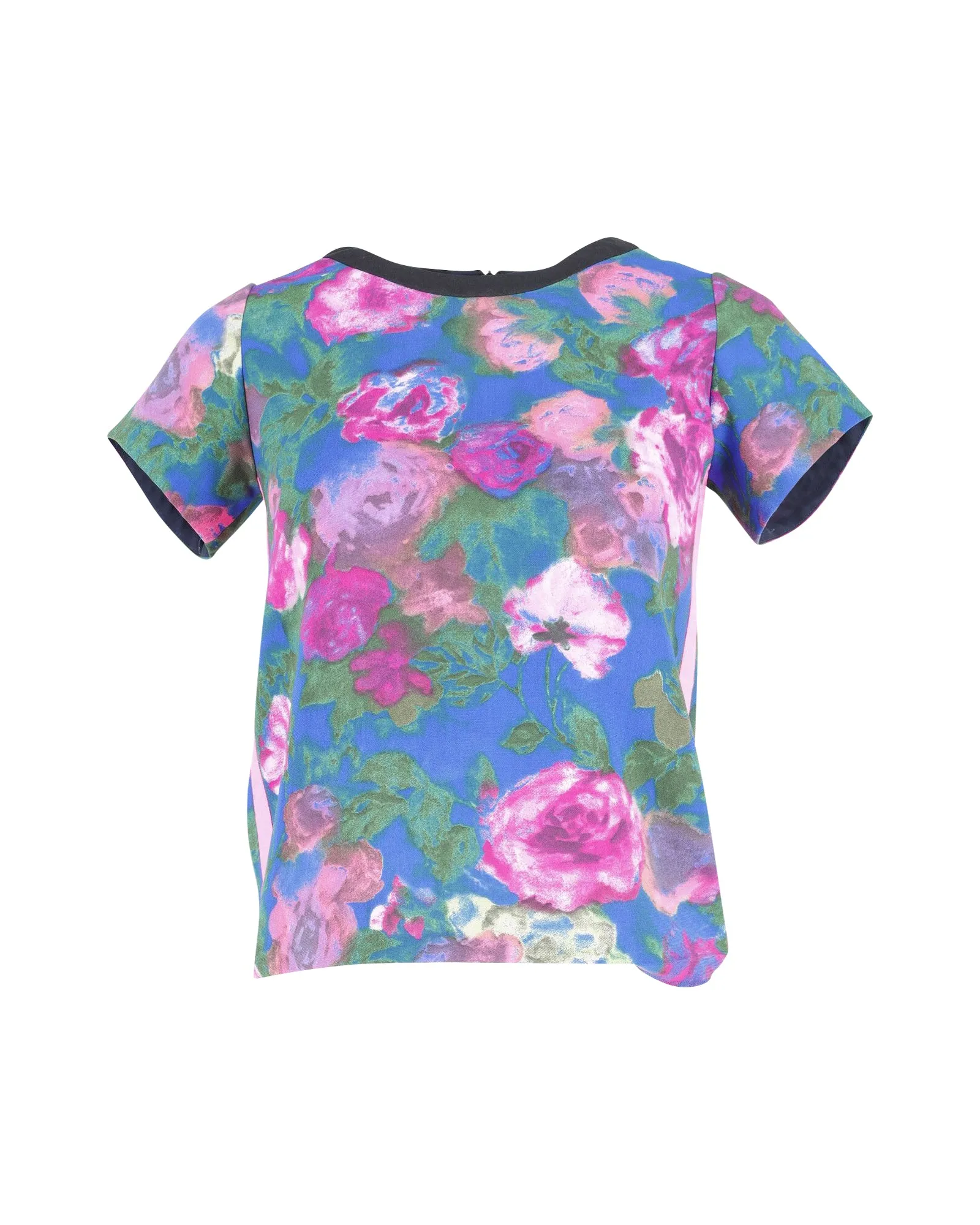 Sandro Paris Cut-Out T-Shirt in Floral Print Polyester