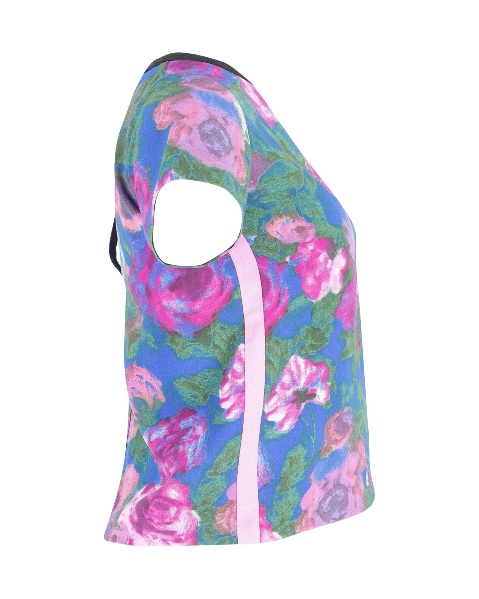 Sandro Paris Cut-Out T-Shirt in Floral Print Polyester