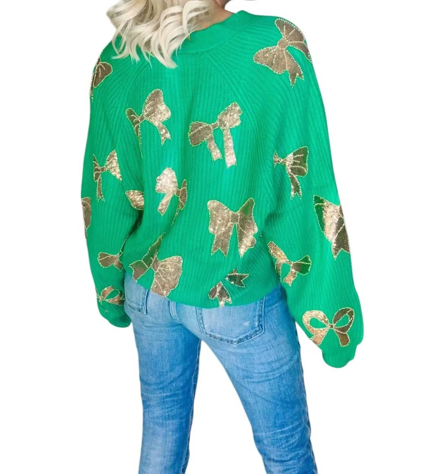 Scatter Bow Cardigan In Green