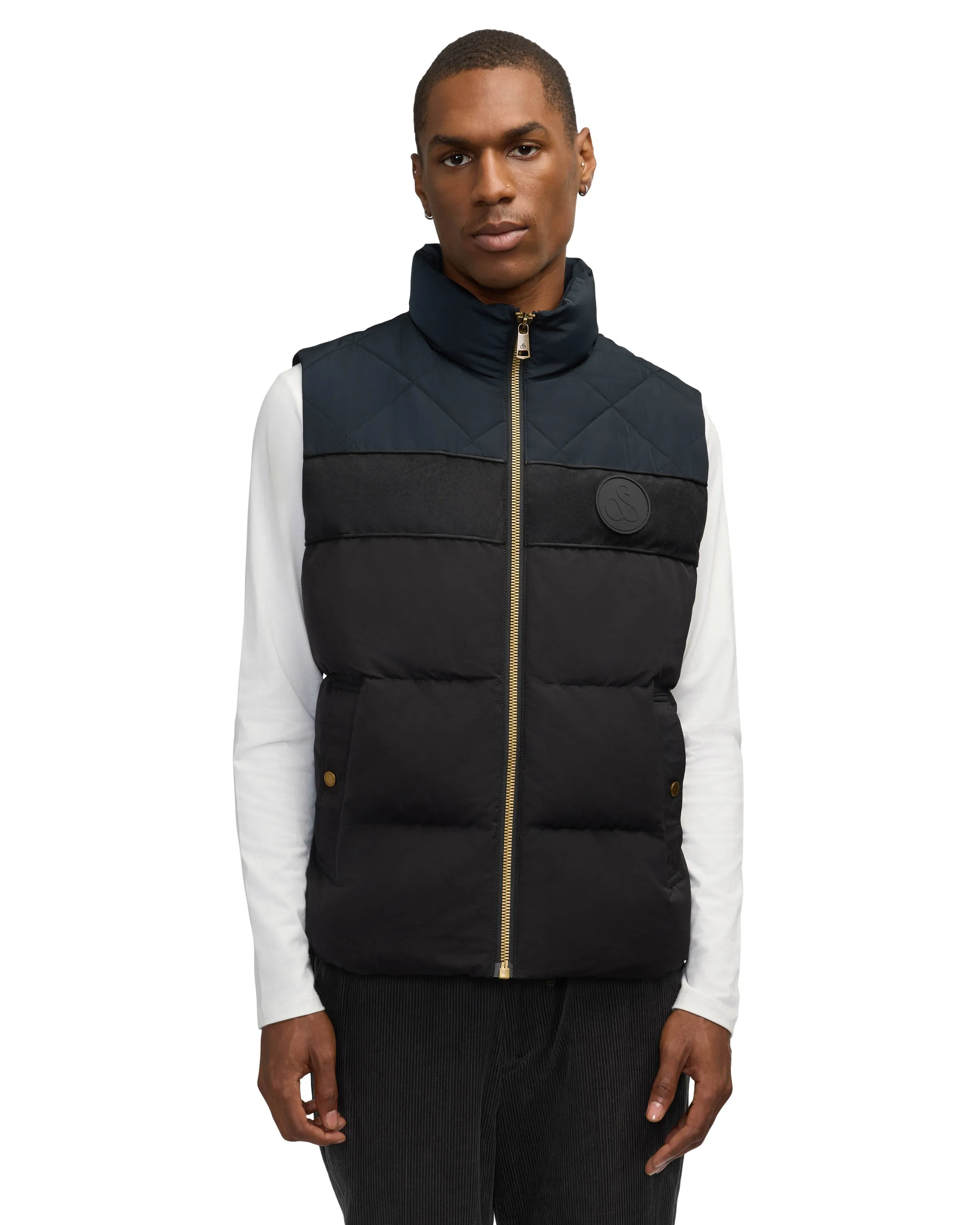 Scotch & Soda Men's Ovela Mixed Media Vest With Multi Quilted Detailing