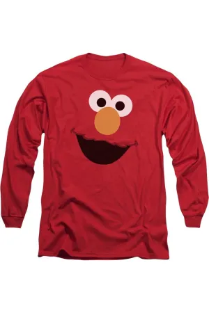 Sesame Street Elmo Face Long Sleeve Adult Tee / T-Shirt
