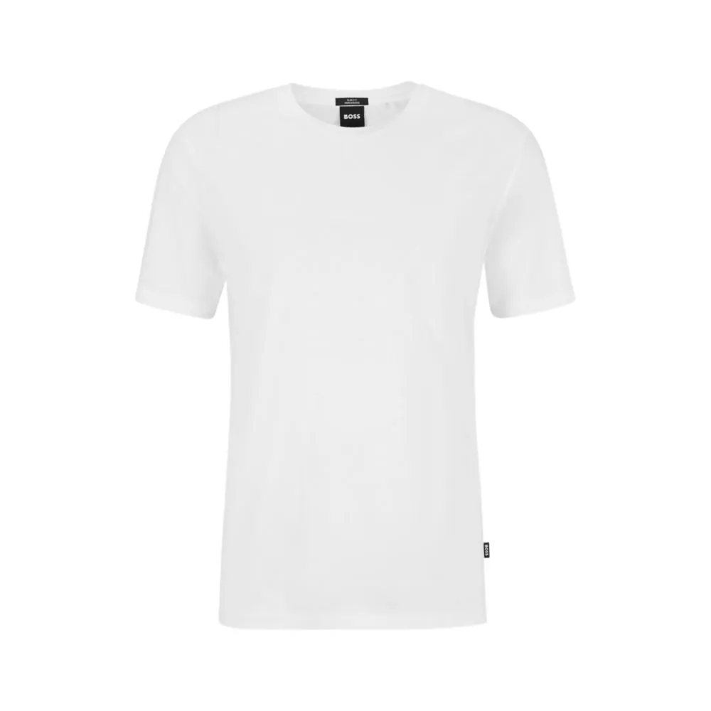 Slim-fit short-sleeved T-shirt in mercerized cotton