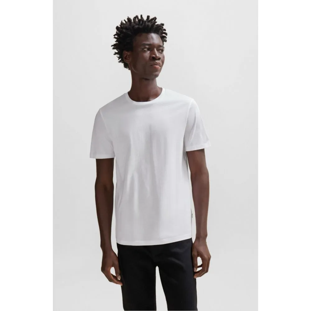 Slim-fit short-sleeved T-shirt in mercerized cotton