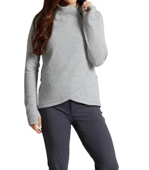 Solid Popcorn Stitch Asymmetrical Zip Pullover In Oxford